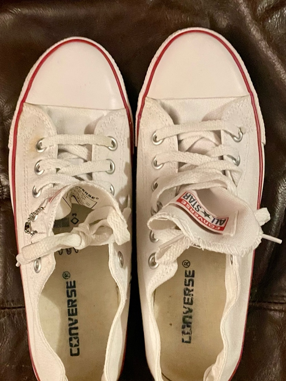 Converse Kids White Low-Top Sneakers with Red Trim